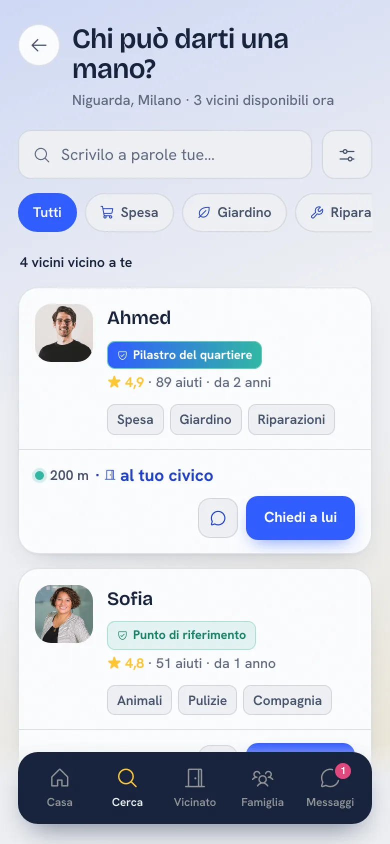 L'elenco dei vicini che possono darti una mano